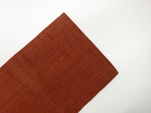  手織り紬汕頭相良刺繍変わり色紙に果実模様名古屋帯